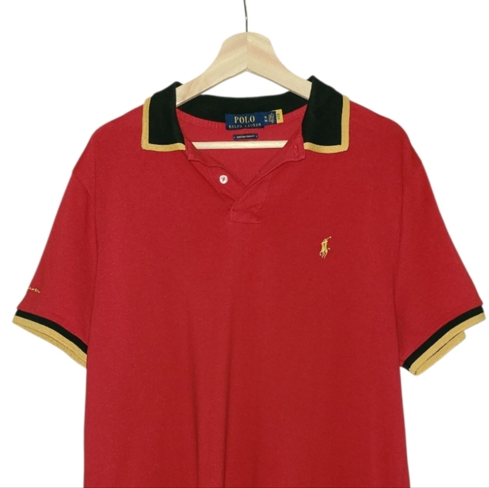 Polo By Ralph Lauren Short Sleeve Polo Shirt Red Yellow Embroidered Sleeve Logo - Picture 5 of 17